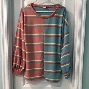 Bibi Colorful Striped Long Sleeve Top